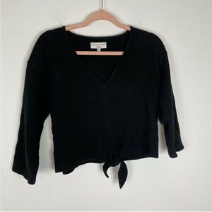 Madewell Texture & Thread Black Tie Front Long Sleeve Top Size Medium